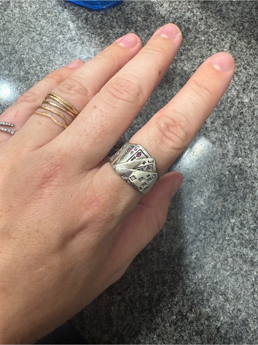 Silver (925) playing cards ring